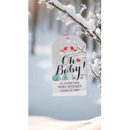 Etiquetas Para Regalos Invierno moderno Baby Shower Escena de nieve Reno 