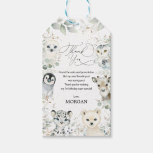 Etiquetas Para Regalos Invierno suave Animales Árticos Verde Favor de Cum