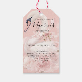 Etiquetas Para Regalos Invitación a Baby Shower de Niña con Lazo Rosa