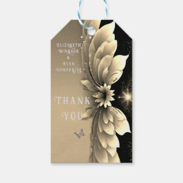 Etiquetas Para Regalos Invitación a la Boda Floral de Oro Metálico Modern