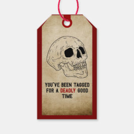 Etiquetas Para Regalos Invitación al cráneo rustico de Halloween