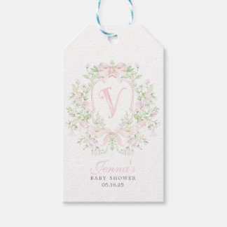 Etiquetas Para Regalos Invitación de baby shower con escudo elegante