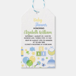 Etiquetas Para Regalos Invitación de Baby Shower de Niña con Hojas de Euc