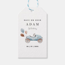 Etiquetas Para Regalos Invitación de cumpleaños de Race Car, un cumpleaño
