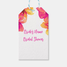 Etiquetas Para Regalos Invitación de ducha de novia floral rosa Hibiscus 