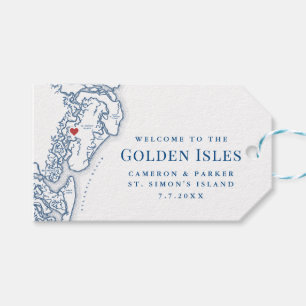 Etiquetas Para Regalos Islas de Oro de Georgia Mapa elegante matrimonio