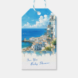 Etiquetas Para Regalos Italian Seaside Town Watercolor Baby Shower Favor