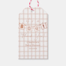 It's a Boy! Cute Brown Gingham NoteBaby Shower