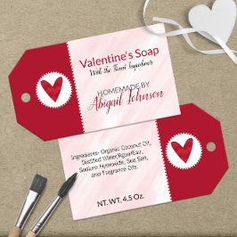 Etiquetas Para Regalos Jabón de El día de San Valentín rosa y rojo 💖
