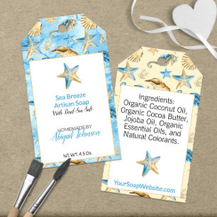 Etiquetas Para Regalos Jabones con tema de playa 🌊 Conchas y estrellas d