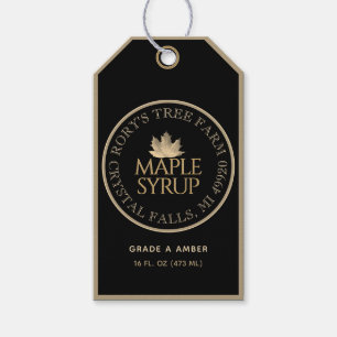 Etiquetas Para Regalos Jarabe de arce Oro Lámina de arce negro Hechos de