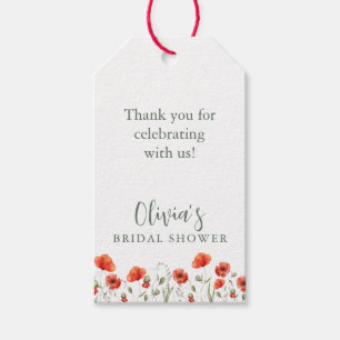 Etiquetas Para Regalos Jardín de Amapolas Rojas Agradecimiento Floral par