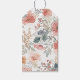 Etiquetas Para Regalos Jardín de Coral Rosado Patrón Floral Acuarela