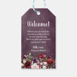 Etiquetas Para Regalos Jardín floral en Borgoña, rosa, y ciruelo