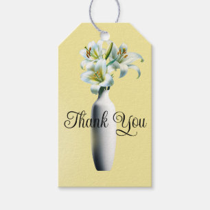 Etiquetas Para Regalos Jarrón Floral de Lirios de Pascua Amarillos para D