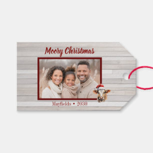 Etiquetas Para Regalos Jersey Cow, Barn Wood, foto "Navidades morales"