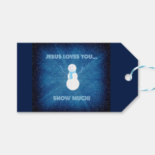 Etiquetas Para Regalos ¡Jesús Te Ama Mucho La Nieve! Azul de Snowman cris