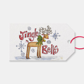 Etiquetas Para Regalos Jingle Bells Navidades Deer Y Snowflakes