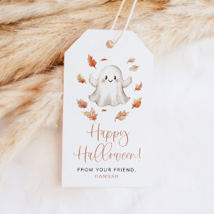 Etiquetas Para Regalos JOLIE Cute Ghost Fall deja feliz trato de Hallowee