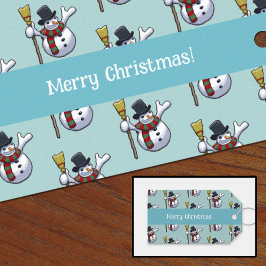 Etiquetas Para Regalos Jolly Snowman Merry Christmas Pixel Art Pattern