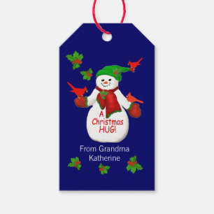 Etiquetas Para Regalos Jolly Snowman se abraza de la pequeña bolsa de re