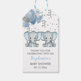 Etiquetas Para Regalos Joven gemelo elefante lindo globo Baby Shower