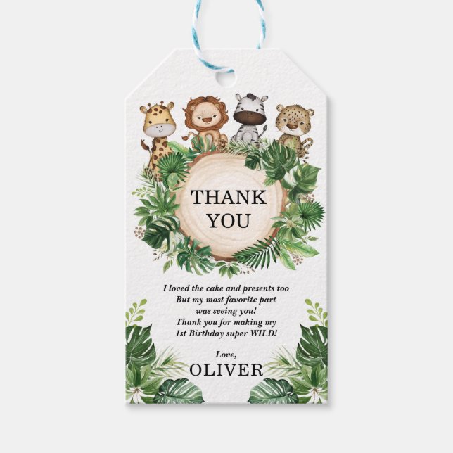 Etiquetas Para Regalos Jóvenes animales salvajes de la selva tropical rús (Anverso)