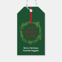Etiquetas Para Regalos Joy Peace Love Navidades Wreath