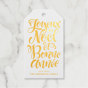 Etiquetas Para Regalos Joyeux Noël y Bonne Année caligrafía moderna