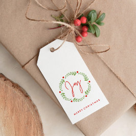 Etiquetas Para Regalos Joyful Watercolor Navidades Wreath