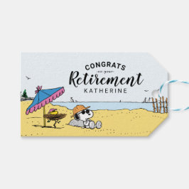 Etiquetas Para Regalos Jubilación | Snoopy y Woodstock en la Playa