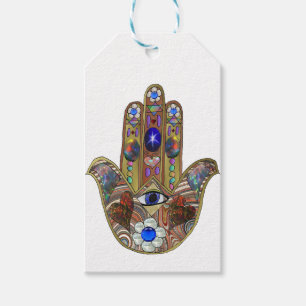 Etiquetas Para Regalos Judaica Hamsa Hearts Flowers Opal Art Print