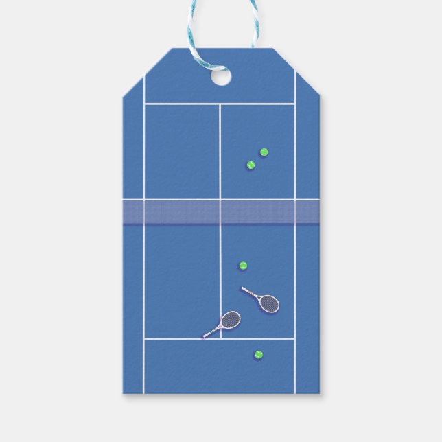 Etiquetas Para Regalos Jugador de tenis moderno de la pista de tenis azul (Anverso)