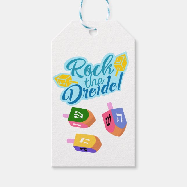 Etiquetas Para Regalos Juguemos a Dreidel (Anverso)