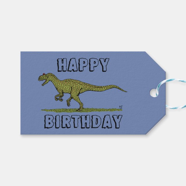 Etiquetas Para Regalos Jurásico Dinosaurio Allosauro (Frente (Horizontal))