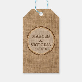 Etiquetas Para Regalos Jute de matrimonio rústico de campo