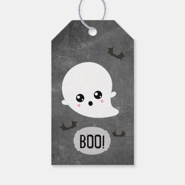 Etiquetas Para Regalos Kawaii Ghost Halloween (Anverso)