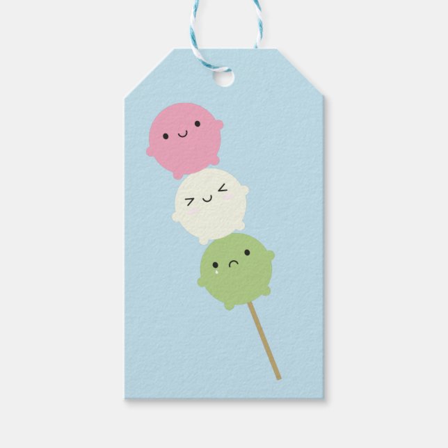 Etiquetas Para Regalos Kawaii Mochi Dango (Anverso)