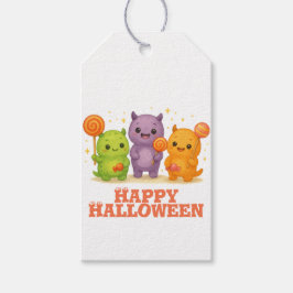 Etiquetas Para Regalos Kawaii Monsters & Lollipops Halloween