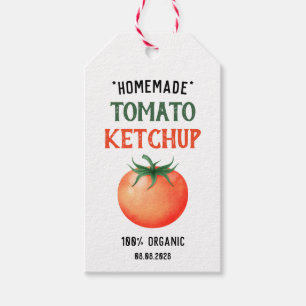 Etiquetas Para Regalos Ketchup de tomate casero con patrón de tomate rojo