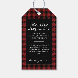 Etiquetas Para Regalos Kit de olla a fuego lento de cuadros negros y rojo