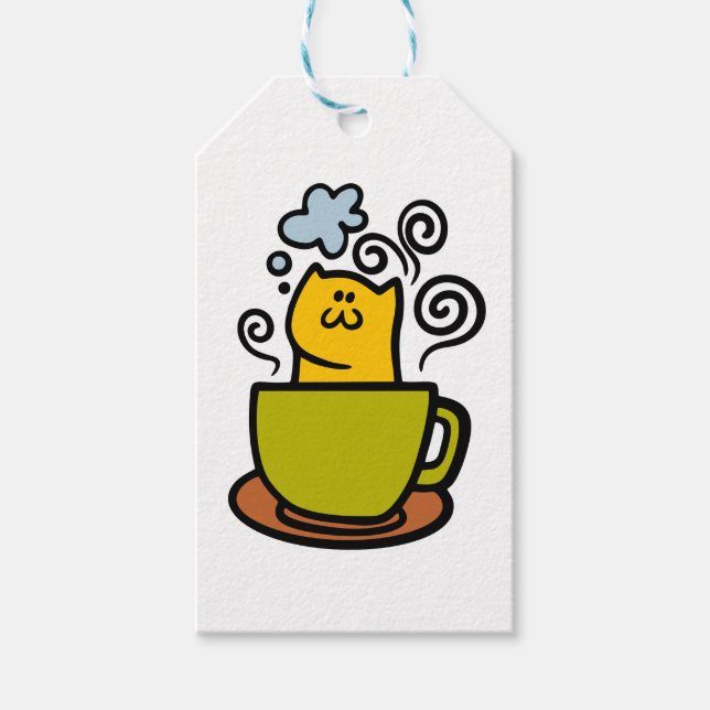 Etiquetas Para Regalos Kitty en una taza de café (Anverso)