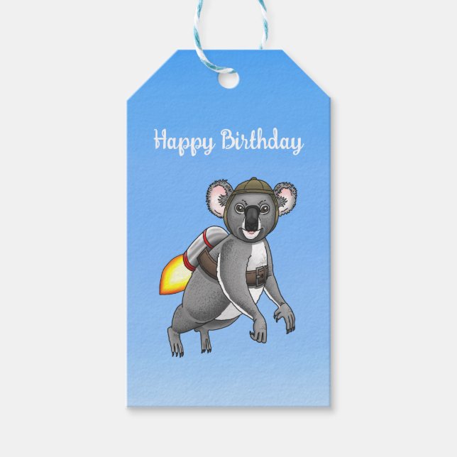 Etiquetas Para Regalos Koala Oso Cohete (Anverso)