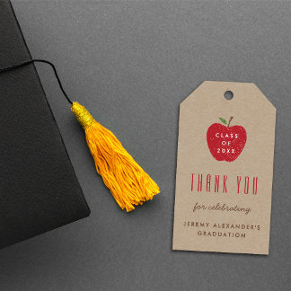 Etiquetas Para Regalos Kraft Red Apple Graduation Party Favor Gift Tag