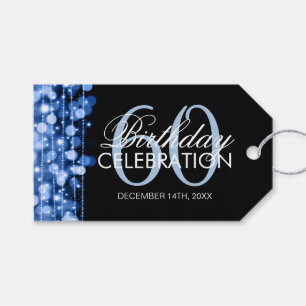 Etiquetas Para Regalos La 60.a fiesta de cumpleaños elegante chispea azu