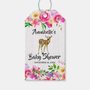 Etiquetas Para Regalos La acuarela Baby Shower floral de los ciervos del