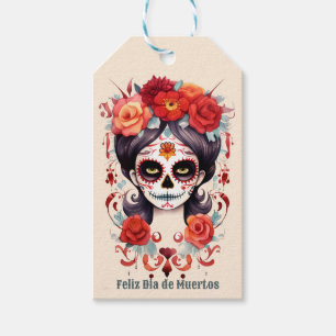 Etiquetas Para Regalos La Calavera Catarina en Flores Rojas 🌹