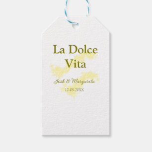 Etiquetas Para Regalos La Dolce Vita pareja de bodas amarillos Nombre fec