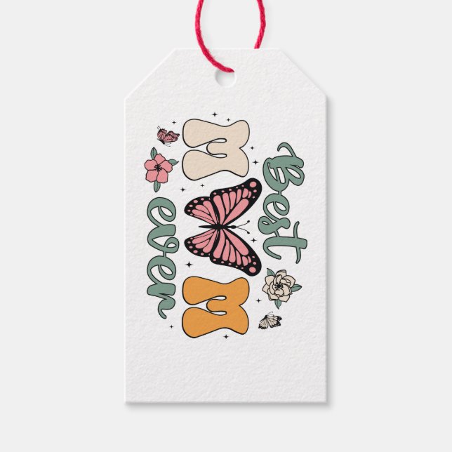 Etiquetas Para Regalos La mejor mamá de todos los tiempos con mariposa (Anverso)
