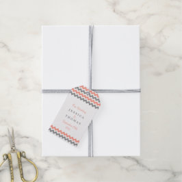 Etiquetas Para Regalos La moderna colección de Bodas Chevron - rosa y gri